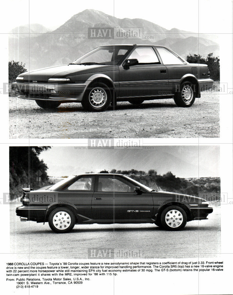 1987 Press Photo The Toyota Corolla car - Historic Images