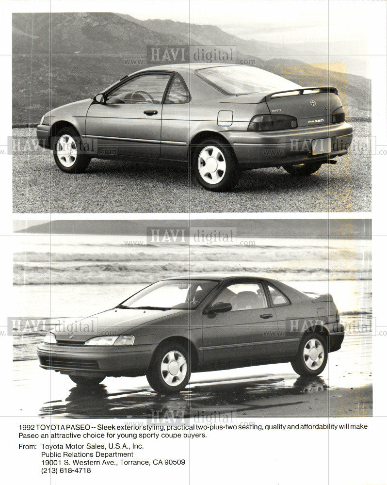 1991 Press Photo 1992 Toyota Paseo Coupe - Historic Images