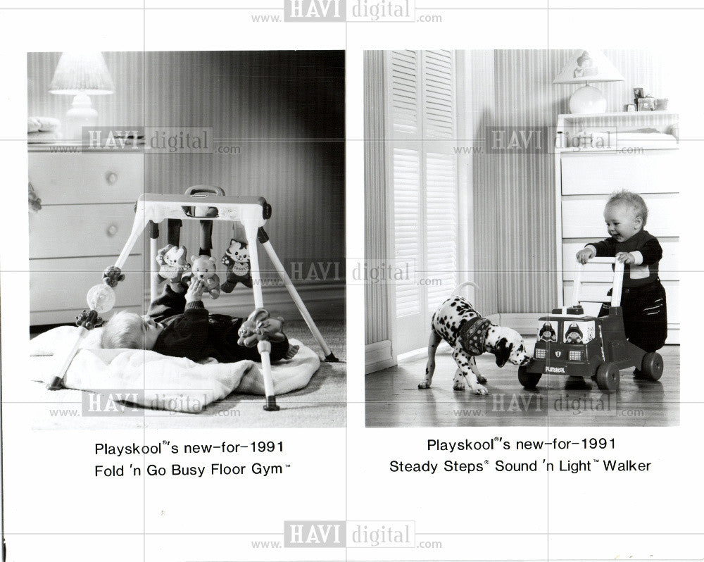 Press Photo playskoo, baby, toy, 1991, walker, gym - Historic Images