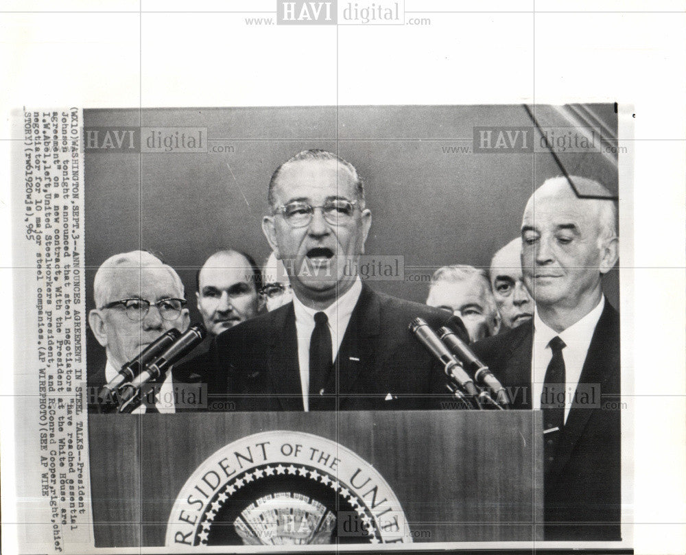 1965 Press Photo I.W.Abel United Steelworkers President - Historic Images