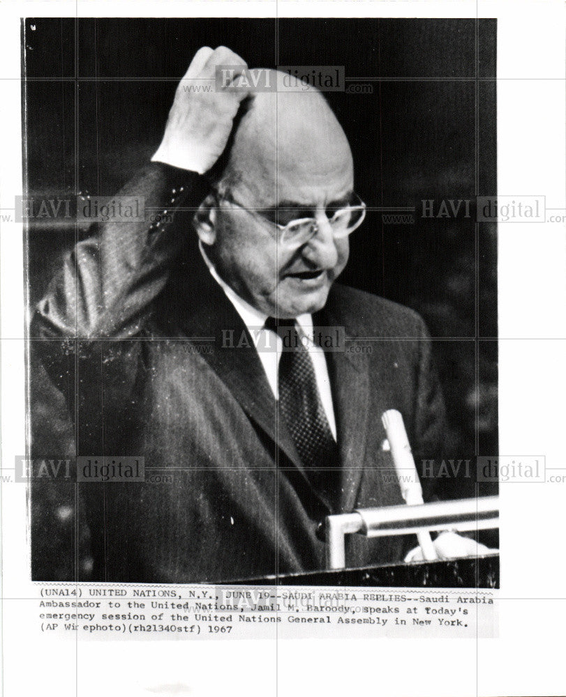 1967 Press Photo Jamil M Baroody Aabia Ambassador UNO - Historic Images