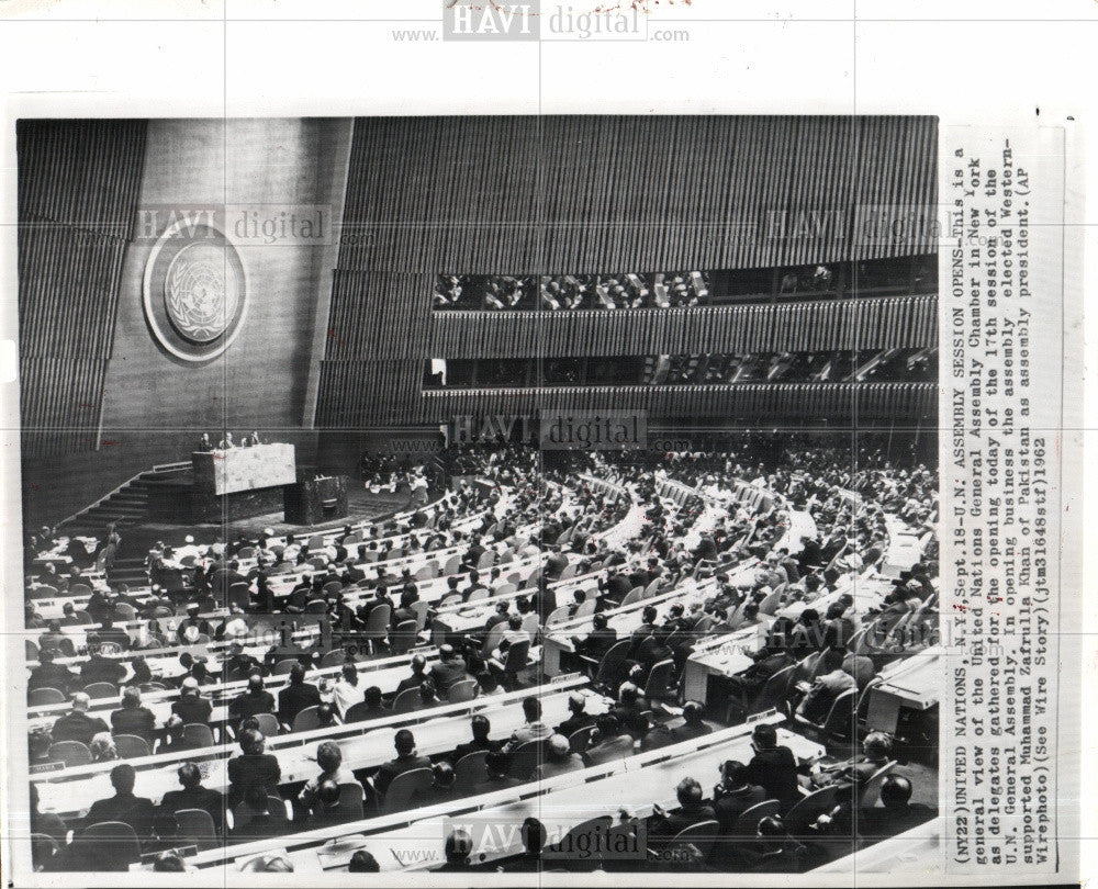 1962 Press Photo United nations, Muhammad Zafrulla - Historic Images