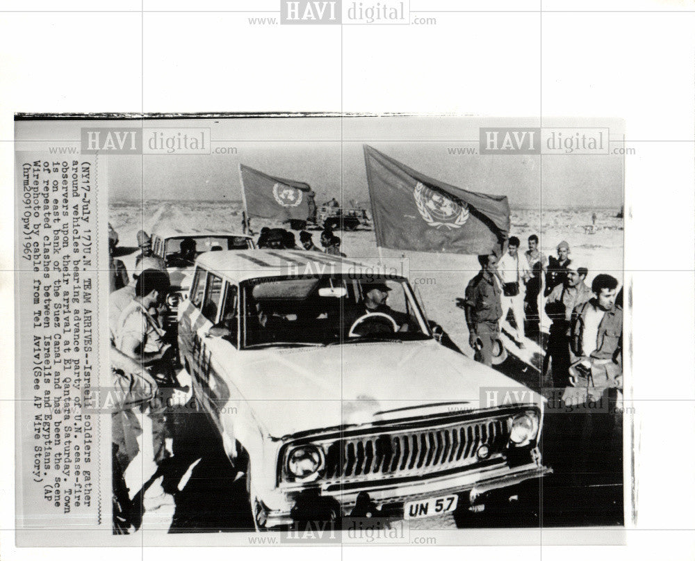 1967 Press Photo UN cease-fire El Qantara Suez Canal - Historic Images