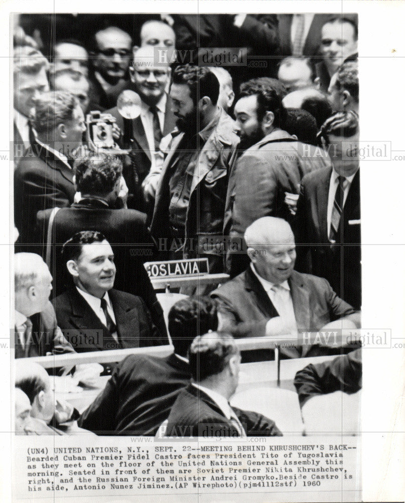 1960 Press Photo Fidel Castro Khrushchev Gromyko - Historic Images