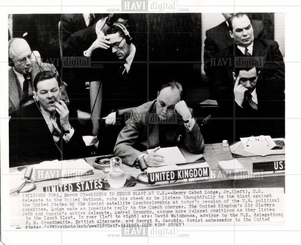 1953 Press Photo Czech protest of U.S. United Nations - Historic Images