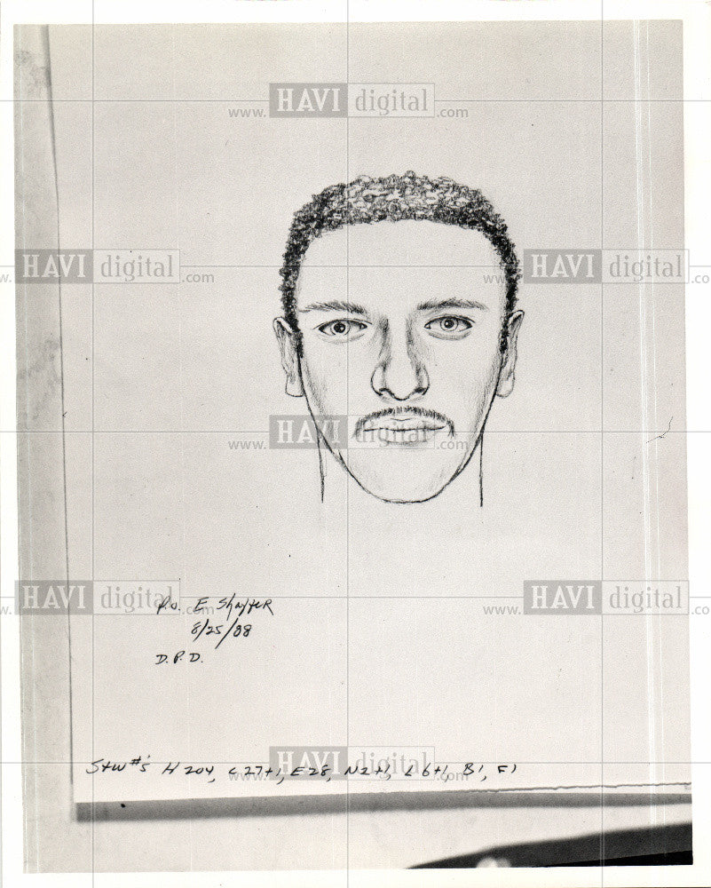 1988 Press Photo Detroit Police Seeking Suspect Sketch - Historic Images