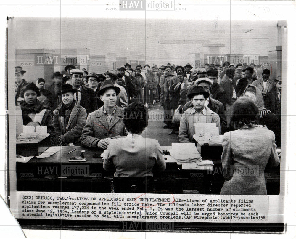 1958 Press Photo Unemployment claims Chicago Illinois - Historic Images