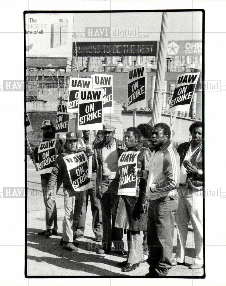 1985 Press Photo UAW, strike, Detroit - Historic Images