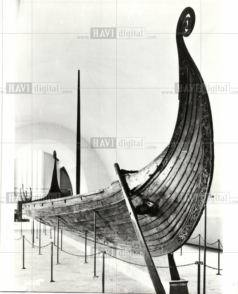 Press Photo Viking Boat on display - Historic Images