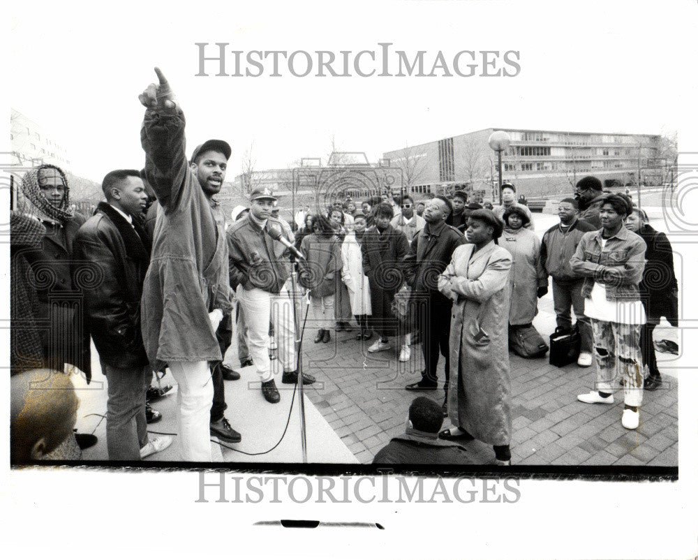 1990 Press Photo Wayne State University, demonstration - Historic Images