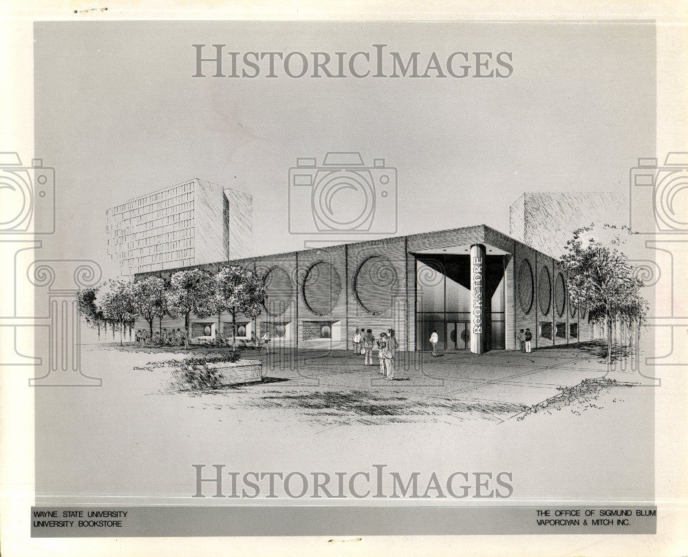 1974 Press Photo Wayne State University Buildings Books - Historic Images