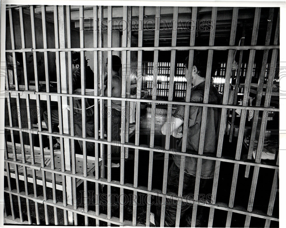Press Photo Wayne Country Jail White Black dorve - Historic Images