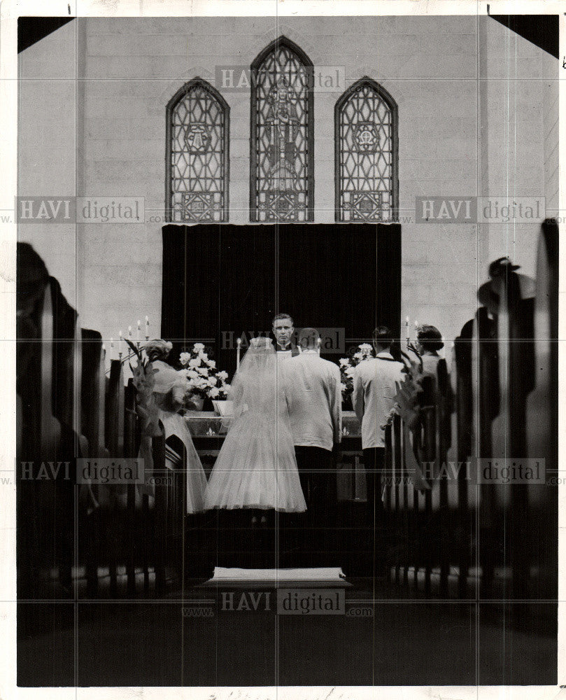 1955 Press Photo Wedding marriage wedlock couple cultur - Historic Images