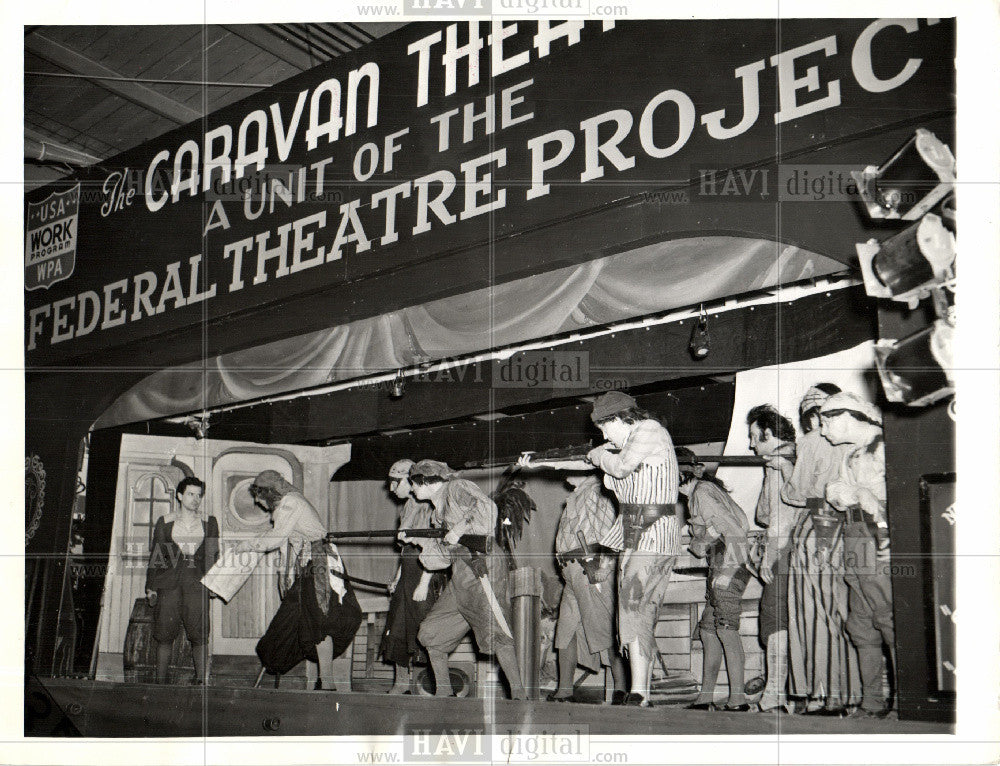 1938 Press Photo Treasure Island Play Mobile Caravan - Historic Images
