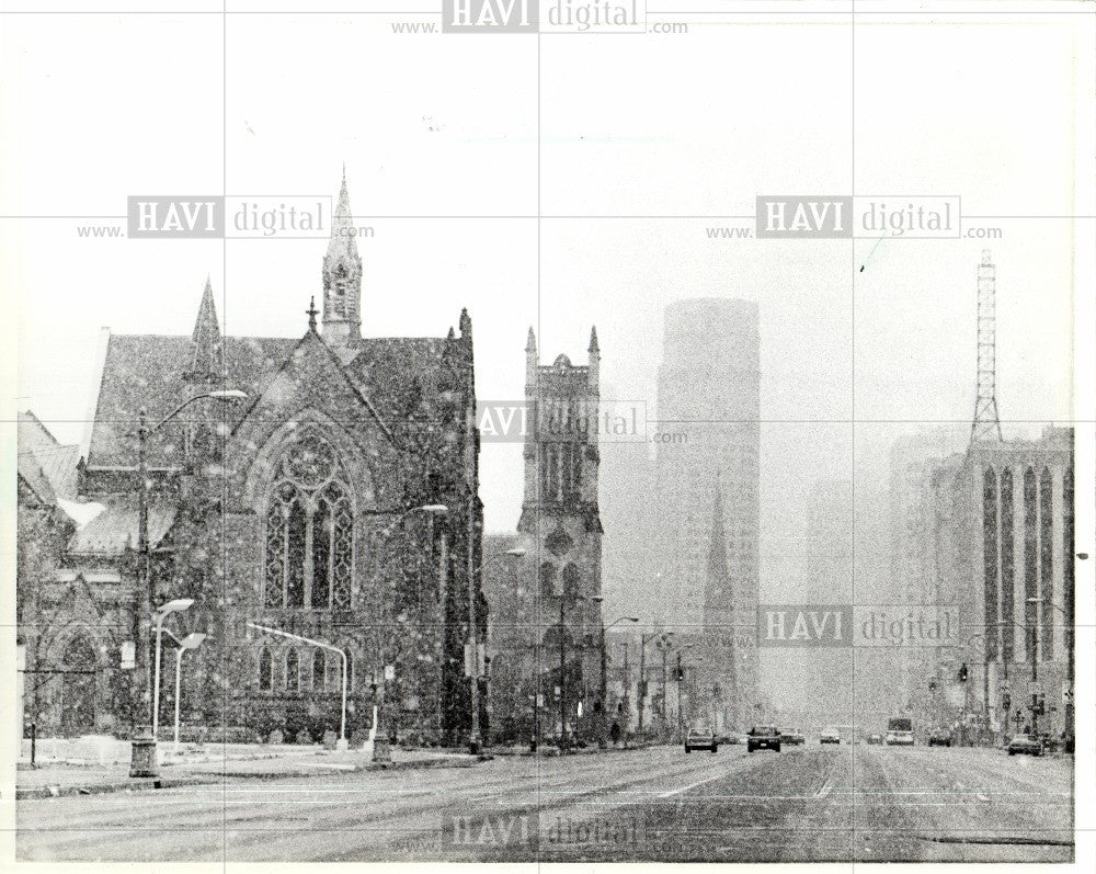 1986 Press Photo Woodward Avenue Snow Storm - Historic Images