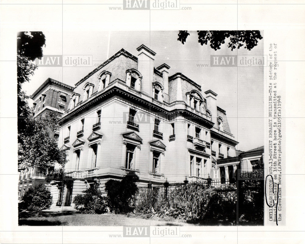 1948 Press Photo Russian Embassy 16th Street - Historic Images