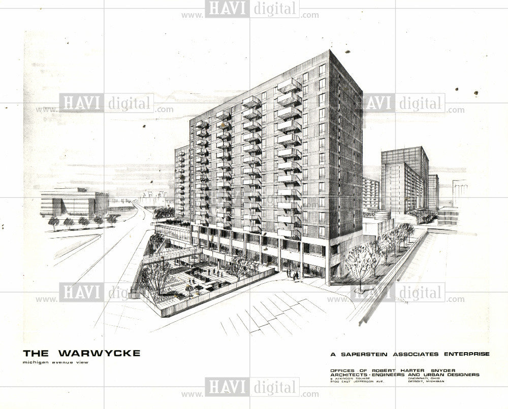 1974 Press Photo THE WARWYCKE MICHIGAN AVENUE VIEW - Historic Images