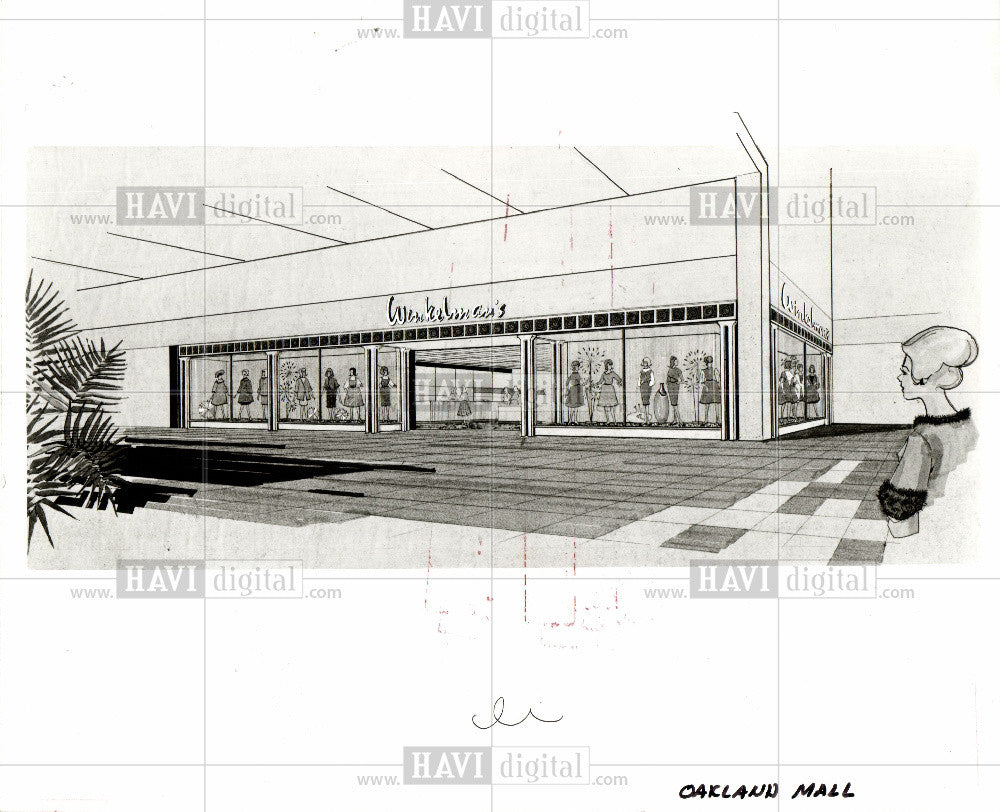 1968 Press Photo Winkelman&#39;s  Oakland Mall sketch - Historic Images