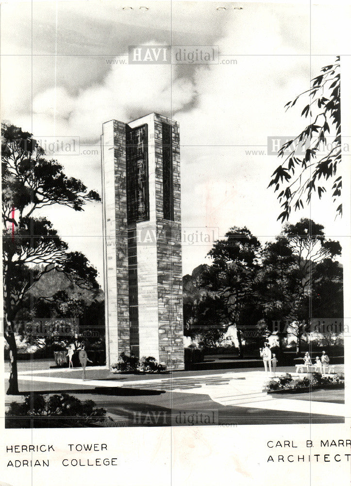 1966 Press Photo herrick tower, adrian college, marr - Historic Images