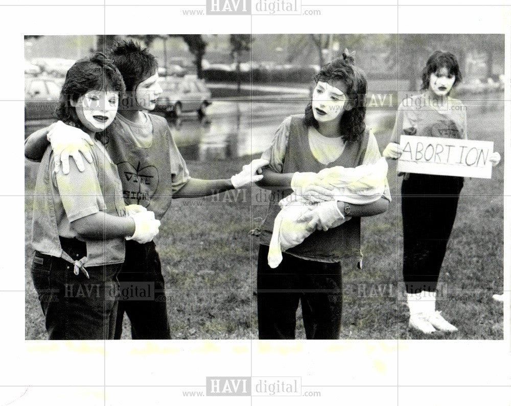 1986 Press Photo abortion 1986 acting mimes protest - Historic Images