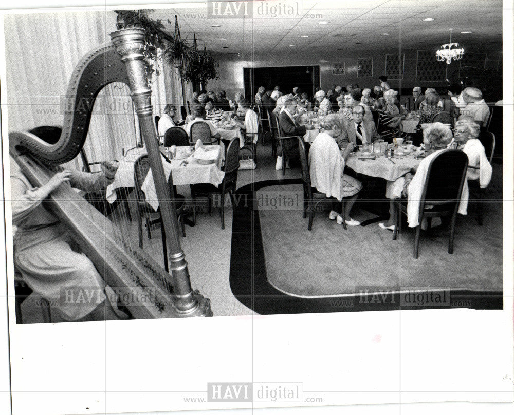 1978 Press Photo Franklin Club Restaurant Harpist - Historic Images