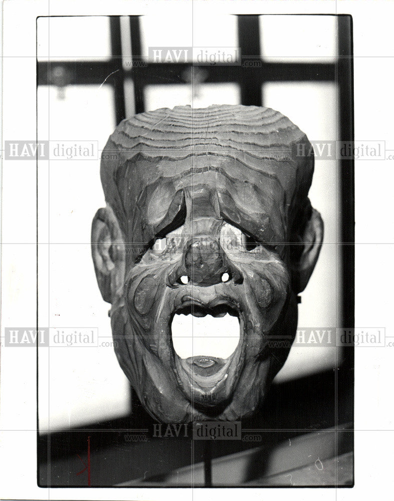 1961 Press Photo 19th-Century Noh hardwood mask Japan - Historic Images