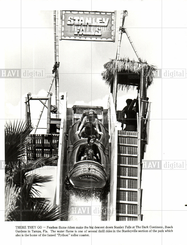 Press Photo Stanley Falls Busch Gardens Tampa - Historic Images