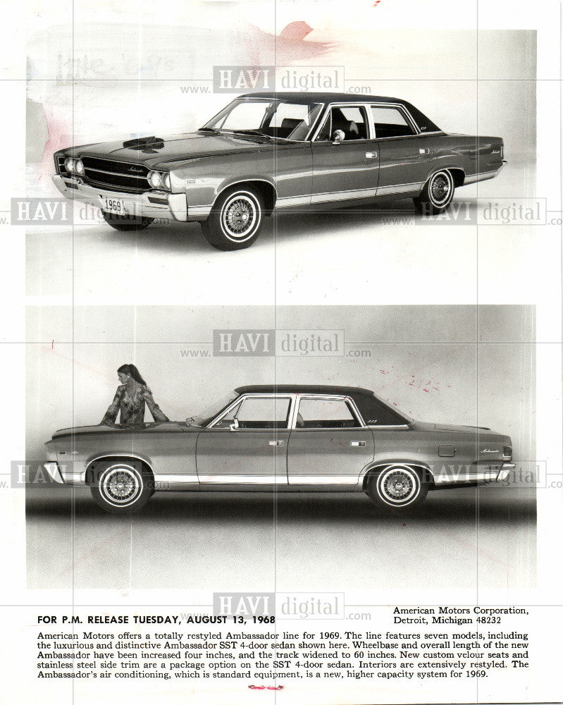 1968 Press Photo American Motors Corporation. Autos Amb - Historic Images