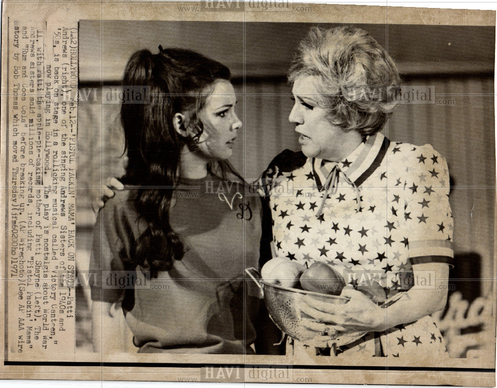 1971 Press Photo Patti Andrews Patti Shayne stage show - Historic Images