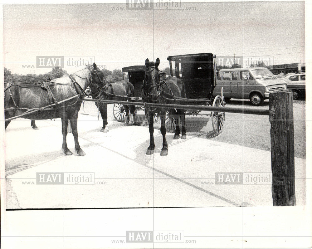 1980 Press Photo Trading with Amish - Historic Images