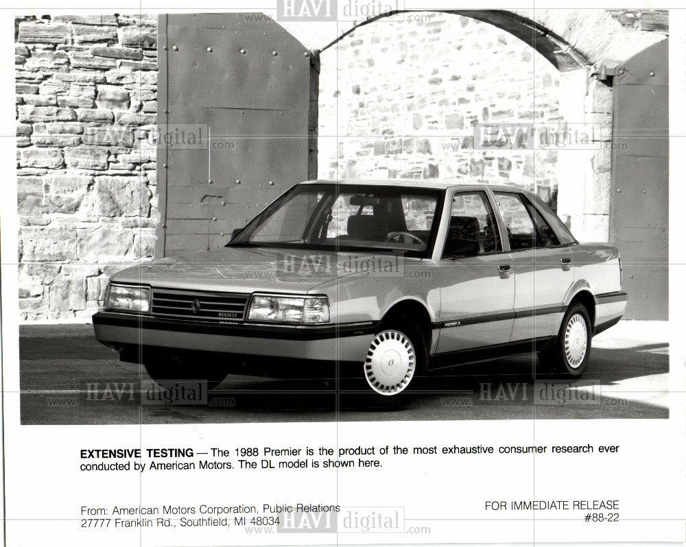 1987 Press Photo premier american motors car 1988 sedan - Historic Images