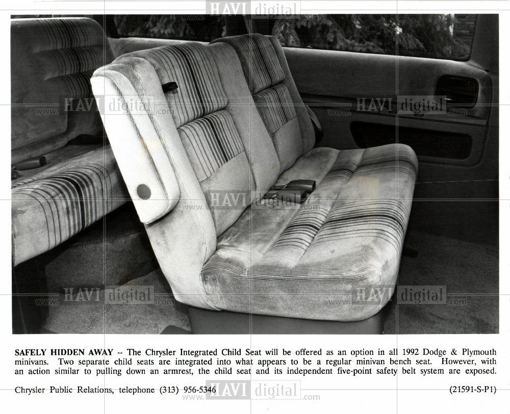 1991 Press Photo Chrysler Child Seats Dodge - Historic Images