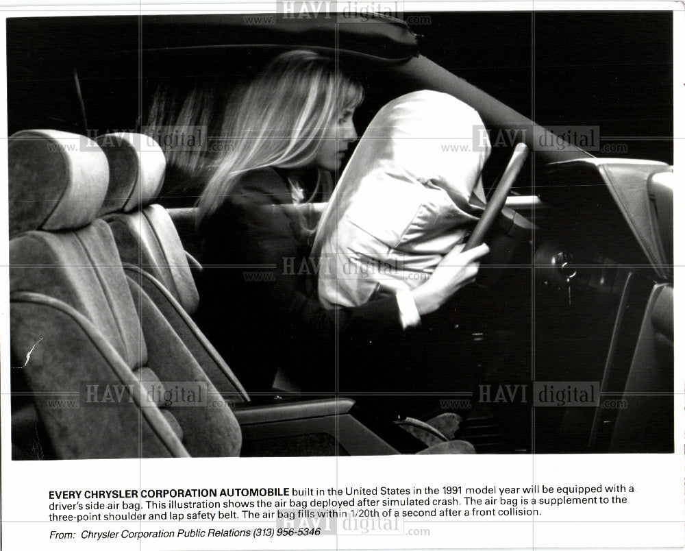 1995 Press Photo auto airbag Insurance Institute safety - Historic Images