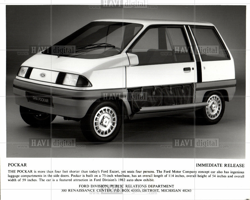 1982 Press Photo Ford Motor Company Pockar 1982 Concept - Historic Images