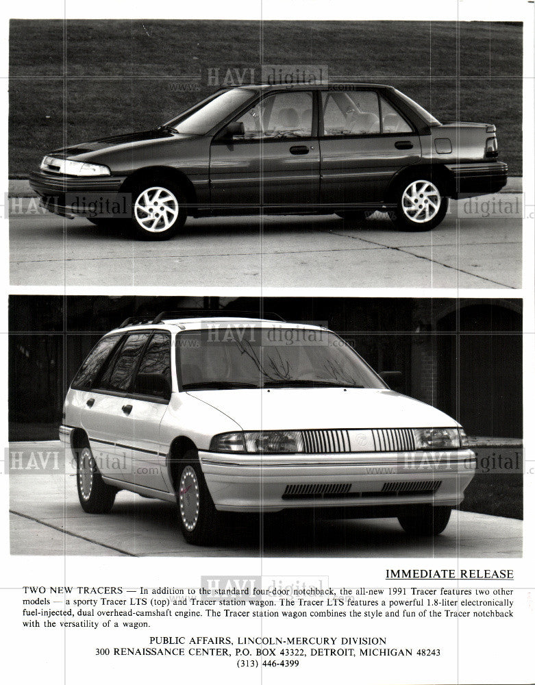 1990 Press Photo tracer, car, 1991, notchback, wagon - Historic Images