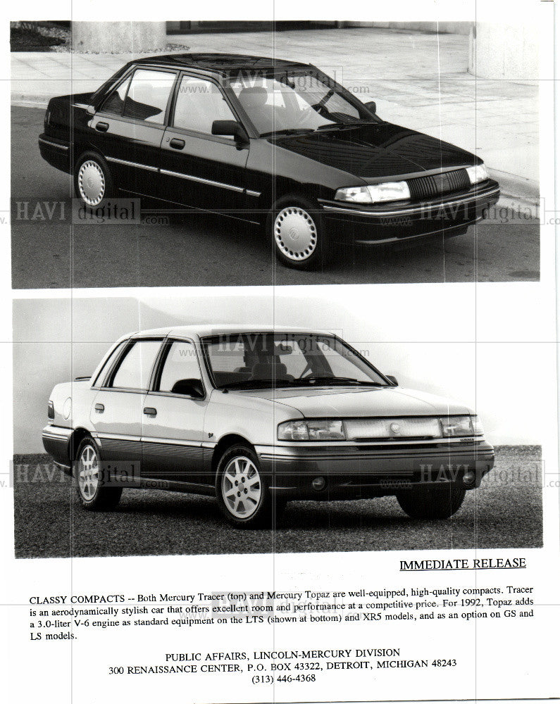 1991 Press Photo Mercury, Tracer, Topaz, car, compact - Historic Images