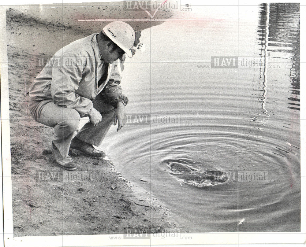 1973 Press Photo George Woods Edison Dam Ann Arbor fish - Historic Images