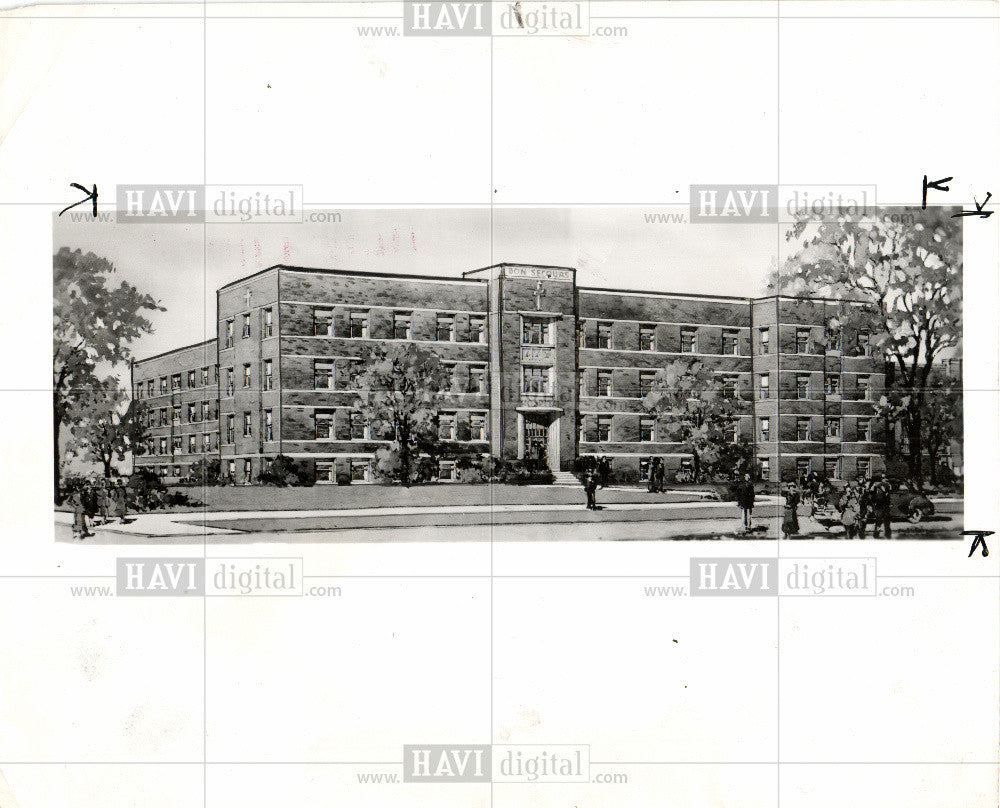 1951 Press Photo Bon Secours Hospital Cardinal Mooney - Historic Images