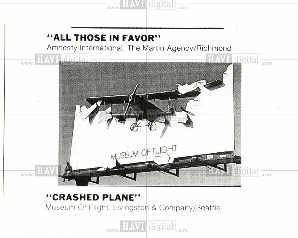 1992 Press Photo ad Winner Cannes CRASHED PLANE - Historic Images