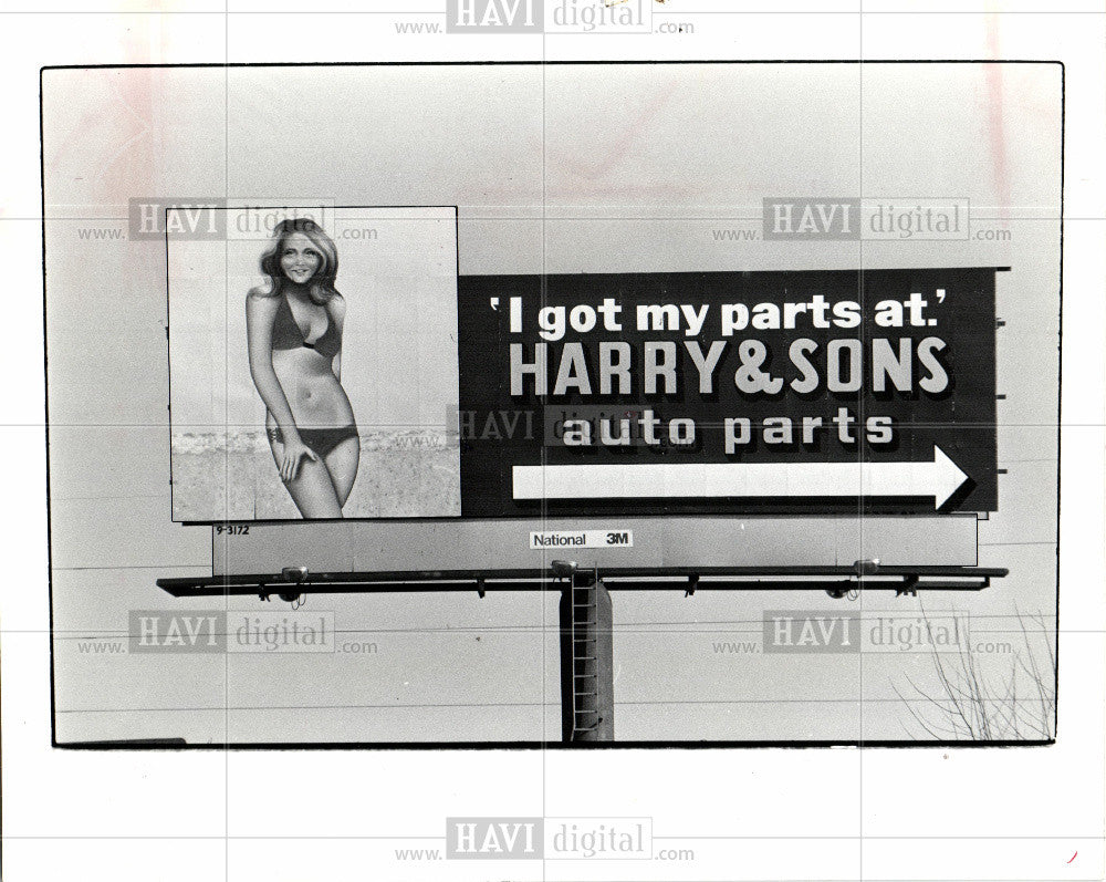 Billboard Sex Ads Auto parts 1985 Vintage Photo Print - Historic Images