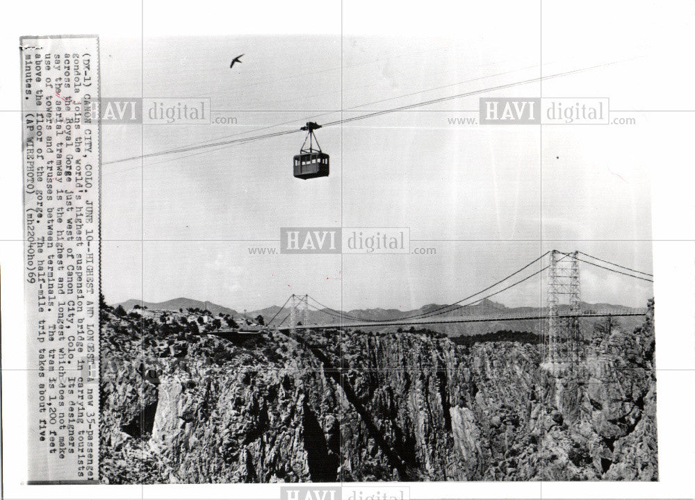 1969 Press Photo cable car Royal Gorge Colorado - Historic Images