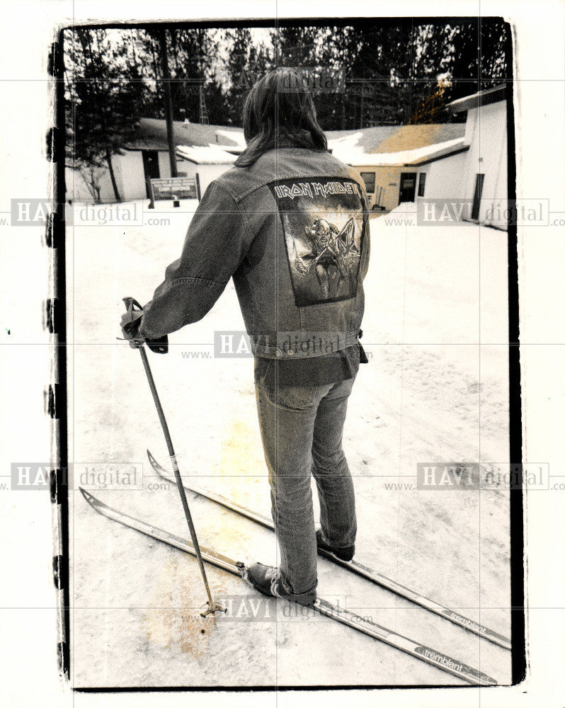 1987 Press Photo skiing, iron maiden, Camp Nokomis - Historic Images