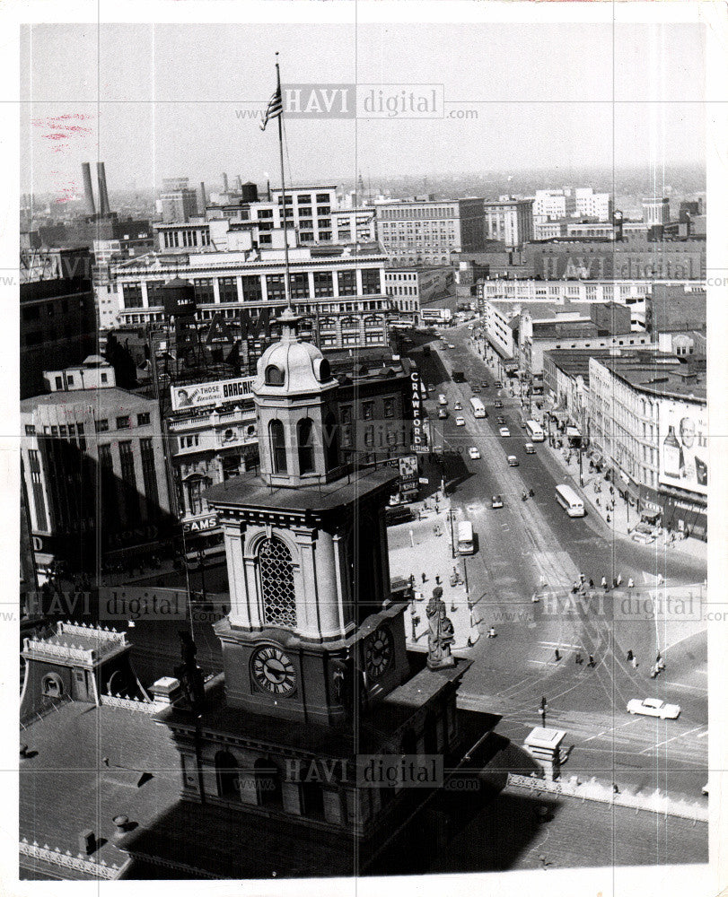 1958 Press Photo Historic Detriot Downtown - Historic Images