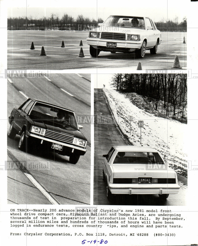 1980 Press Photo Chrysler automobiles - Historic Images