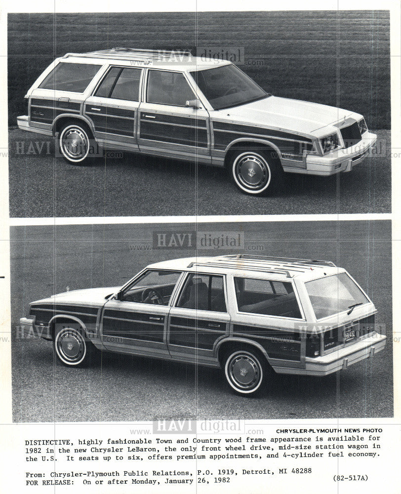 1982 Press Photo Chrysler LeBaron Station Wagon - Historic Images