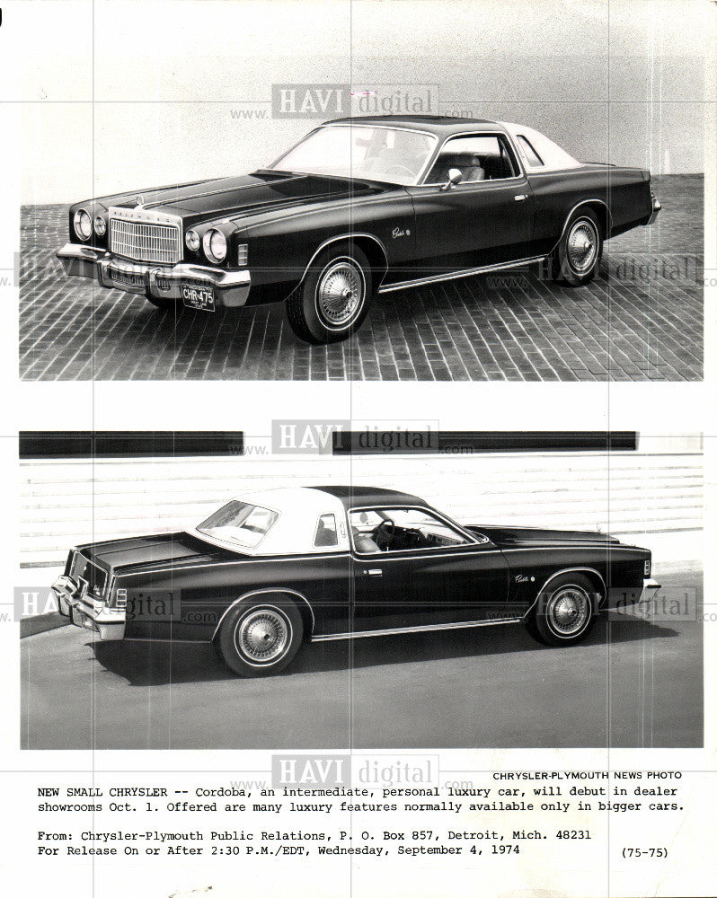 1974 Press Photo Chrysler - Historic Images