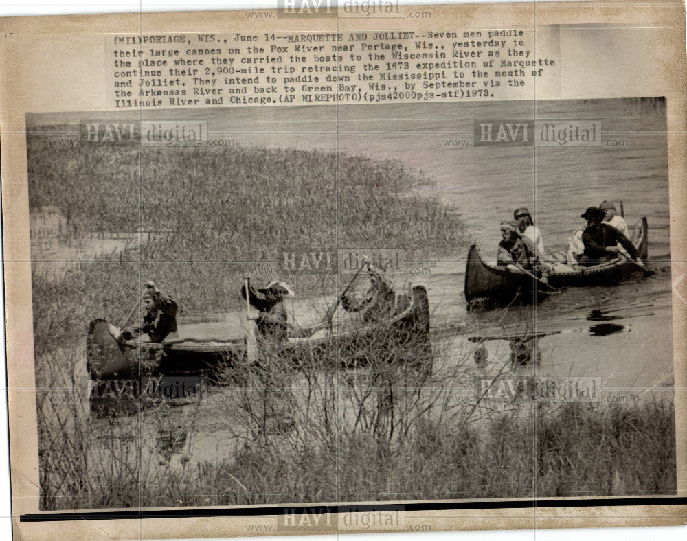 1973 Press Photo canoe canoeing Fox River Wisconsin - Historic Images