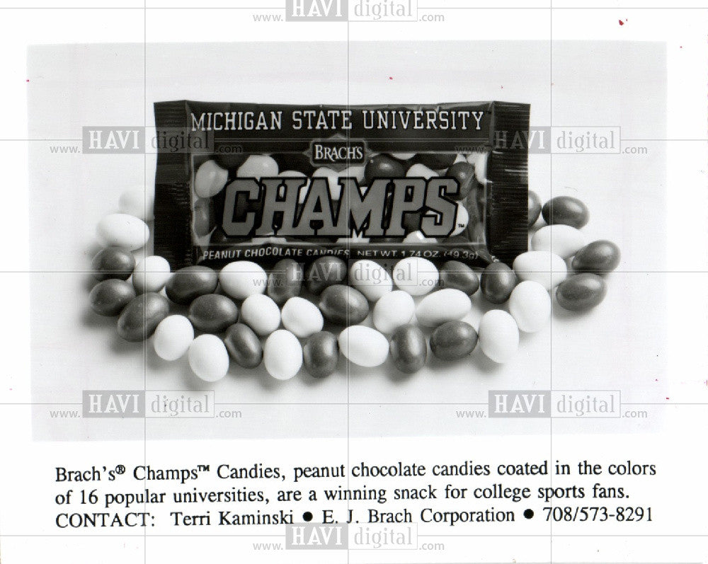 1993 Press Photo Branch&#39;s Champs Candies, chocolate - Historic Images