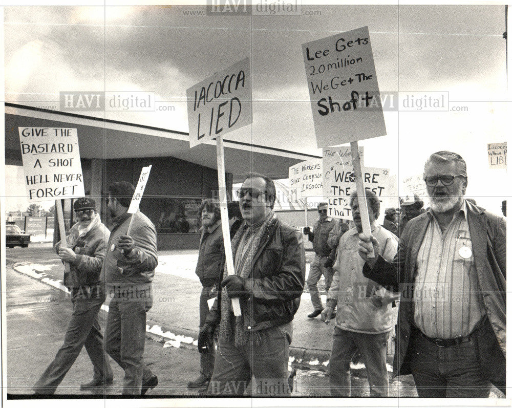 1988 Press Photo Chrysler corp. demonstration &amp; protest - Historic Images