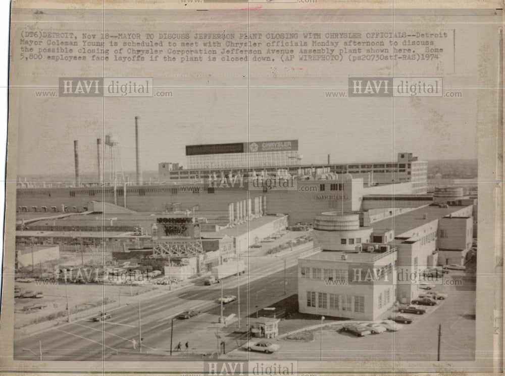 1974 Press Photo Chrysler Coporation Jefferson Avenue - Historic Images
